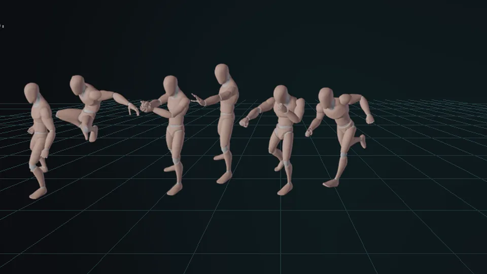 ActionForge: the mannequin in six animation clips